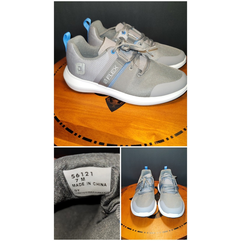 FootJoy FJ Flex Grey Blue Spikeless Golf Shoes Mens 7 M 56121